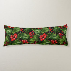 Coussins Longs Noël Holly Feuilles Et Red Berries Motif