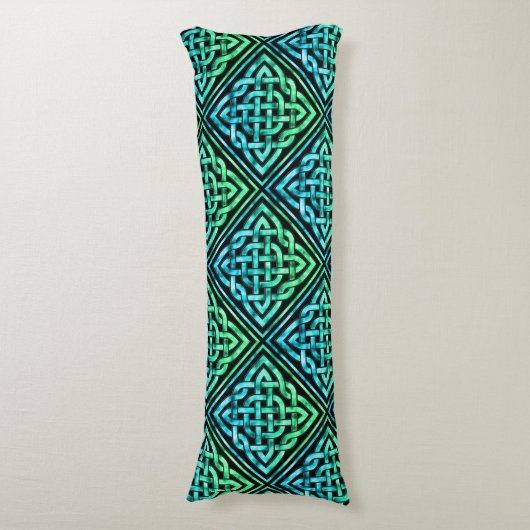 Coussins Longs Noeud celtique - Bleu diamant Vert (Devant (Vertical))