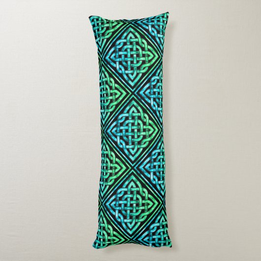 Coussins Longs Noeud celtique - Bleu diamant Vert (Dos (Vertical))