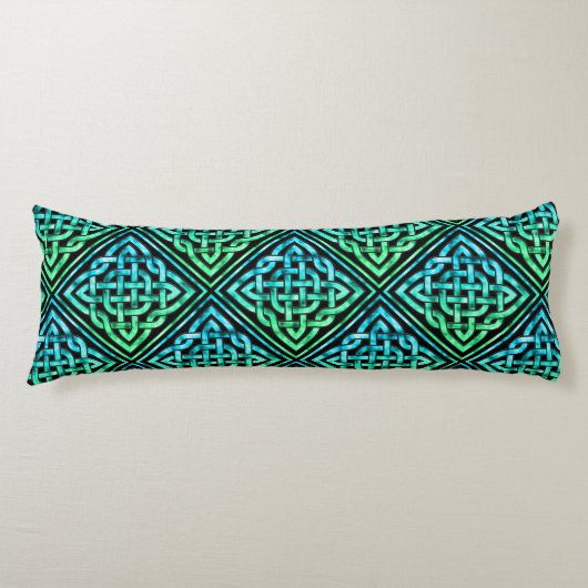Coussins Longs Noeud celtique - Bleu diamant Vert (Devant)