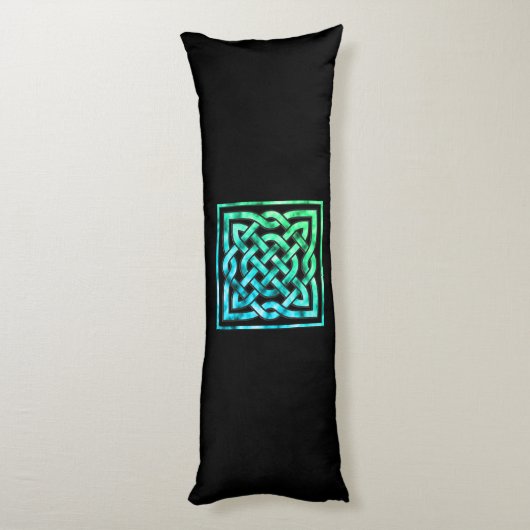 Coussins Longs Noeud celtique - Carré bleu vert (Dos (Vertical))