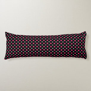 Coussins Longs noir avec des points roses et blancs