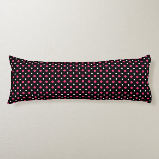 Coussins Longs noir avec des points roses et blancs (Devant)