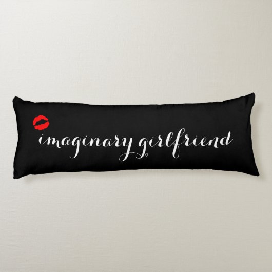 Coussins Longs Noir avec Lèvres Baiser Rouge Fille imaginaire (Dos)