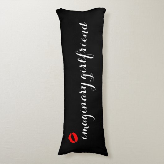 Coussins Longs Noir avec Lèvres Baiser Rouge Fille imaginaire (Devant (Vertical))