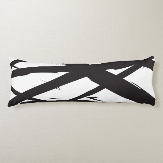 Coussins Longs Noir & Blanc Moderne Ligne d'Art Abstrait Décorati (Devant)