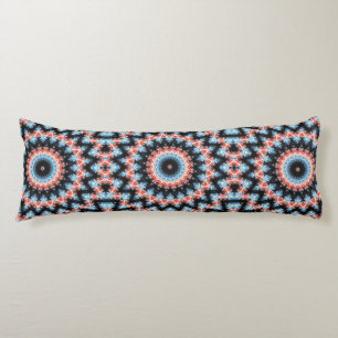 Coussins Longs Noir, bleu et rouge Mandala Star