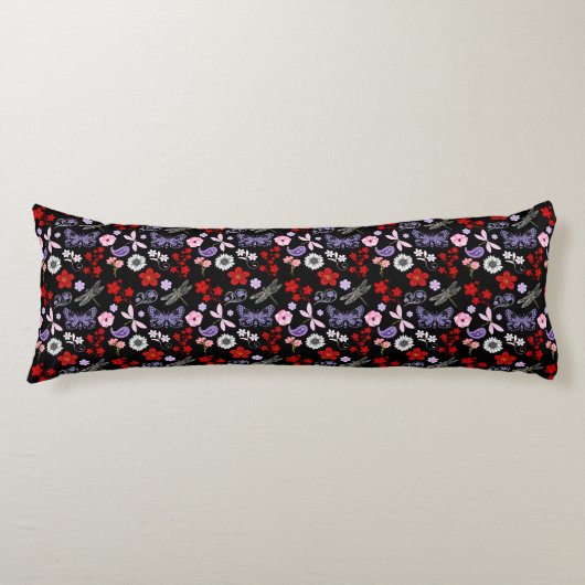 Coussins Longs Noir, Rouge, Rose, Violet, Papillon des libellules (Devant)