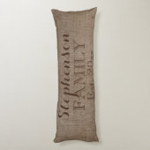 Coussins Longs Nom de famille Burlap Rustic (Dos (Vertical))