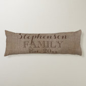 Coussins Longs Nom de famille Burlap Rustic (Devant)