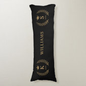 Coussins Longs Nom de la Personnaliser et premier monogramme noir (Devant (Vertical))