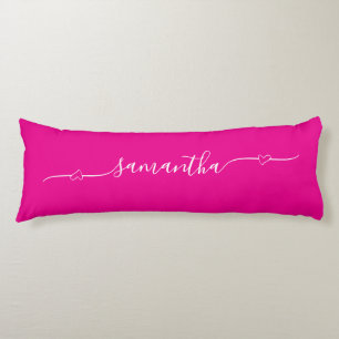 Coussins Longs Nom de la signature de l'abat-coeur rose et blanc 