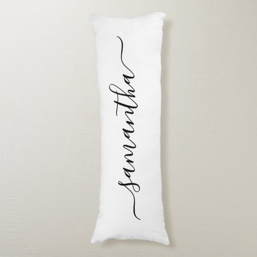 Coussins Longs Nom de signature de script élégant en noir (Devant (Vertical))