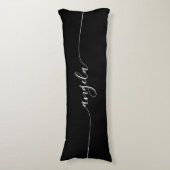 Coussins Longs Nom de signature Glam noir et blanc (Devant (Vertical))