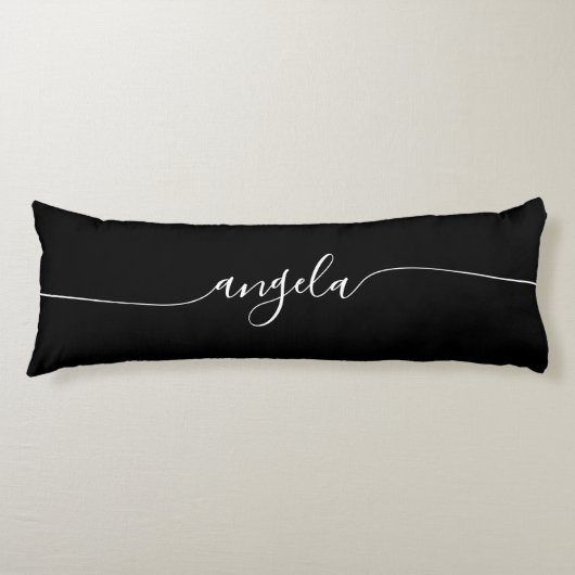 Coussins Longs Nom de signature Glam noir et blanc (Devant)