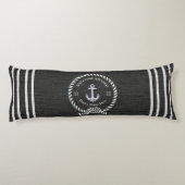 Coussins Longs Nom du bateau nautique noir Ancre corde Bienvenue (Dos)
