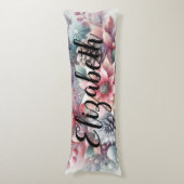 Coussins Longs Nom du monogramme Aquarelle florale de Noël (Devant (Vertical))