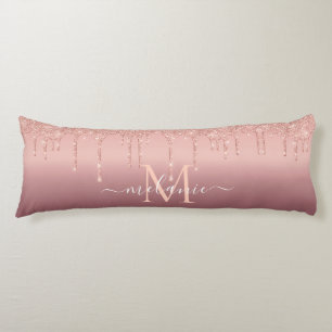 Coussins Longs Nom du monogramme Rose texte Parties scintillant d