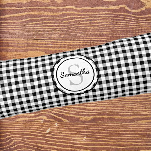 Coussins Longs Nom initial, Chèque de Buffle Blanc Noir Tendance