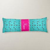 Coussins Longs Nom personnalisé argent turquoise gymnastique (Dos)