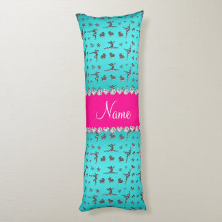 Coussins Longs Nom personnalisé argent turquoise gymnastique