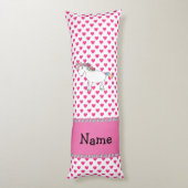 Coussins Longs Nom personnalisé Coeur rose unicorne (Dos (Vertical))