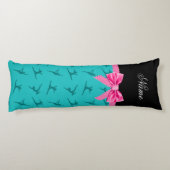 Coussins Longs Nom personnalisé gymnastique turquoise arc rose (Dos)