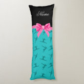 Coussins Longs Nom personnalisé gymnastique turquoise arc rose (Dos (Vertical))