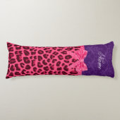 Coussins Longs Nom personnalisé léopard rose pourpre damassé arc (Devant)