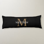 Coussins Longs Nom personnalisé Monogramme noir<br><div class="desc">Créez votre propre coussin rond noir personnalisé avec votre nom et votre monogramme personnalisés.</div>