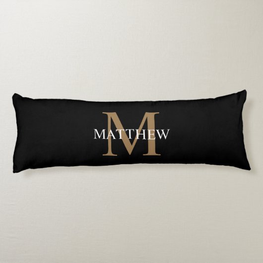 Coussins Longs Nom personnalisé Monogramme noir (Dos)