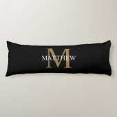 Coussins Longs Nom personnalisé Monogramme noir (Devant)