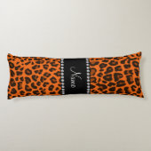 Coussins Longs Nom personnalisé motif léopard orange (Dos)