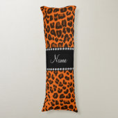 Coussins Longs Nom personnalisé motif léopard orange (Devant (Vertical))