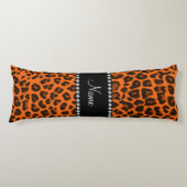 Coussins Longs Nom personnalisé motif léopard orange (Devant)