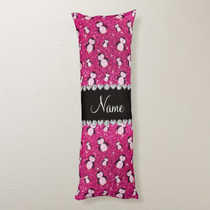 Coussins Longs Nom personnalisé neon pingouins de parties scintil