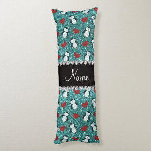 Coussins Longs Nom personnalisé parties scintillant turquoise pin