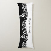 Coussins Longs Notes musicales brouillées blanches personnalisées (Devant (Vertical))