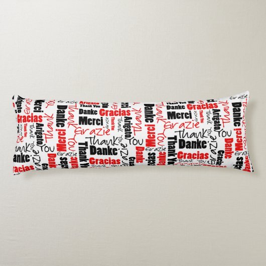 Coussins Longs Nuage de mots en MERCI rouge et noir (Dos)