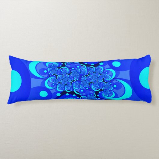 Coussins Longs Nuances de bleu Art fractal abstrait moderne (Devant)