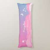 Coussins Longs Nuit étoilée Rose bleu Nom et Texte (Dos (Vertical))