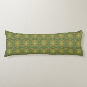 Coussins Longs "Oak King", motif bohème floral, vert, jaune