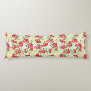 Coussins Longs Oeillets rouges sur le vert avec des papillons