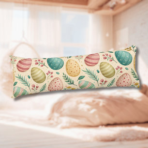 Coussins Longs Œufs de Pâques vintage avec bourgeons floraux
