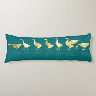 Coussins Longs Oies Turquoises profondes de l'Oie d'or mignonne p