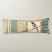 Coussins Longs Oiseau Brown et bleu sur une branche (Dos)