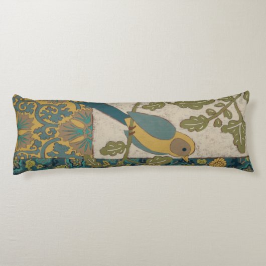 Coussins Longs Oiseau jaune et bleu Turquoise perché sur une bran (Dos)