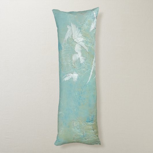 Coussins Longs Oiseaux blancs à travers le ciel bleu (Dos (Vertical))