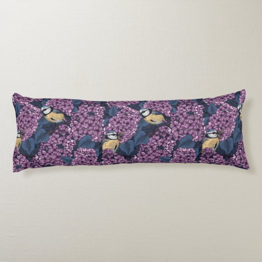 Coussins Longs Oiseaux dans le jardin violet lilas (Dos)
