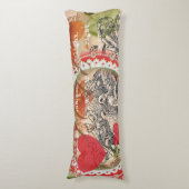 Coussins Longs Oiseaux de l'amour Cœur Rouge Collage d'art (Devant (Vertical))